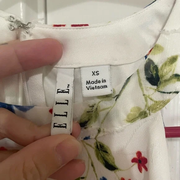 Elle White Floral Dress High Neckline XS - Picture 3 of 4